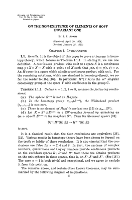 On the Non-Existence of Elements of Hopf Invariant One