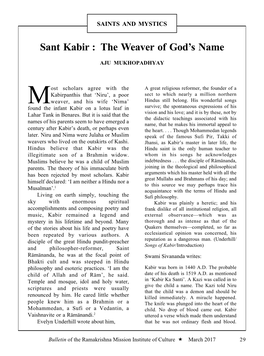 Sant Kabir : the Weaver of God's Name