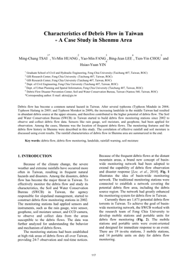 Characteristics of Debris Flow in Taiwan - a Case Study in Shenmu Area