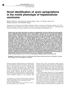 Novel Identification of Zyxin Upregulations in the Motile Phenotype of Hepatocellular Carcinoma