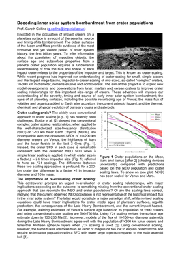 Decoding Inner Solar System Bombardment from Crater Populations Prof