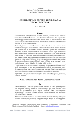 Some Remarks on the Term Balbal of Ancient Turks