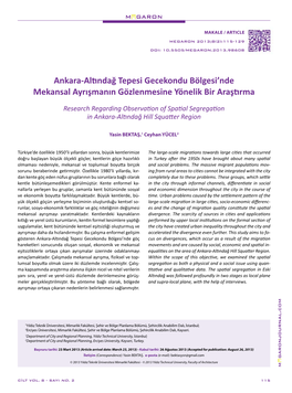 Ankara-Altındağ Tepesi Gecekondu Bölgesi'nde Mekansal Ayrışmanın