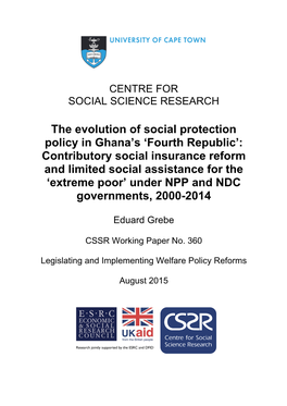 The Evolution of Social Protection Policy in Ghana's 'Fourth Republic'