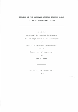 Erosion of the Washdyke-Seadown Lowland Coast