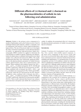 Borneol on the Pharmacokinetics of Osthole in Rats Following Oral Administration