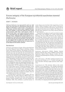 Brief Report Acta Palaeontologica Polonica 63 (2): 235–239, 2018