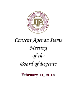 Consent Agenda Items Meeting of the Board of Regents