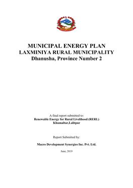 Municipal Energy Plan Laxminiya Rural Municipality
