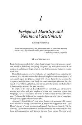 Ecological Morality and Nonmoral Sentiments