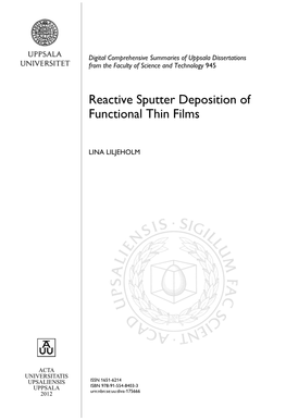 Reactive Sputter Deposition of Functional Thin Films