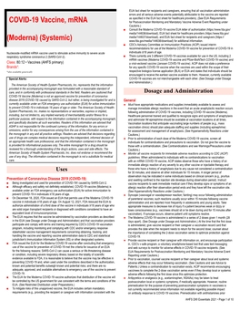 COVID-19 Vaccine, Mrna (Moderna) (Systemic)