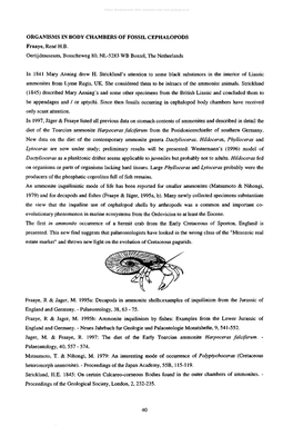 ORGANISMS in BODY CHAMBERS of FOSSIL CEPHALOPODS Fraaye, Rene H.B