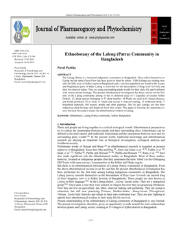 Ethnobotany of the Laleng (Patra) Community in Bangladesh