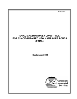 Tmdl) for 65 Acid Impaired New Hampshire Ponds (Final)