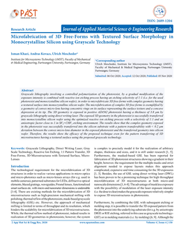 Microfabrication of 3D Free-Forms with Textured Surface Morphology in Monocrystalline Silicon Using Grayscale Technology