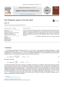 The Chebyshev Points of the First Kind