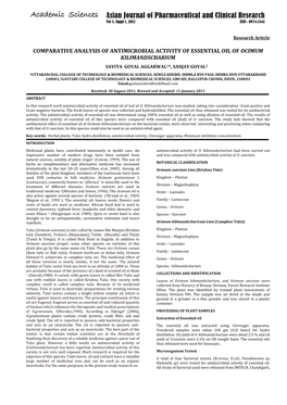 Comparative Analysis of Antimicrobial Activity of Essential Oil of Ocimum