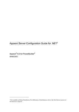 Appeon Server Configuration Guide for .NET*