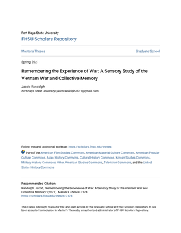 A Sensory Study of the Vietnam War and Collective Memory