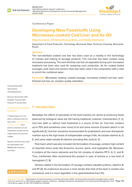 Developing New Foodstuffs Using Microwave-Cooked Cod Liver And