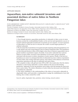 Aquaculture, Non-Native Salmonid Invasions and Associated Declines of Native Fishes in Northern Patagonian Lakes