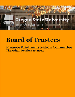 Board of Trustees Finance & Administration Committee Thursday, October 16, 2014 Docket October 16, 2014