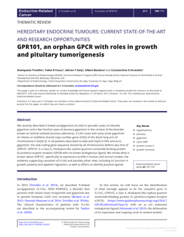 GPR101, an Orphan GPCR with Roles in Growth and Pituitary Tumorigenesis