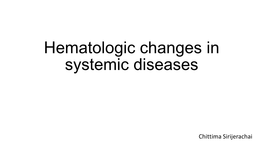 Hematologic Changes in Systemic Diseases