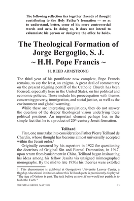 The Theological Formation of Jorge Bergoglio, S. J. ~ H.H. Pope Francis ~ H