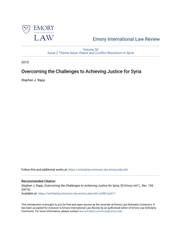 Overcoming the Challenges to Achieving Justice for Syria
