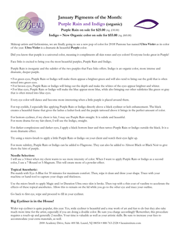 January Pigments of the Month: Purple Rain and Indigo (Organic) Purple Rain on Sale for $25.00 (Reg