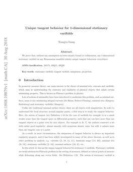 Unique Tangent Behavior for 1-Dimensional Stationary Varifolds