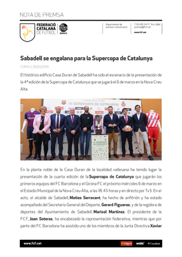 Sabadell Se Engalana Para La Supercopa De Catalunya