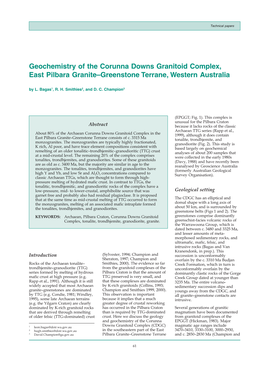 Geochemistry of the Corunna Downs Granitoid Complex, East Pilbara Granite–Greenstone Terrane, Western Australia by L