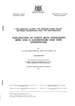 Explanation of Sheets 2817D (Vioolsdrif) 2818C and D (Goodhouse) and 1819C (Onseepkans)