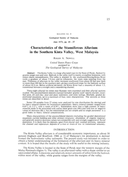 Characteristics of the Stanniferous Alluvium III the Southern Kinta Valley, West Malaysia