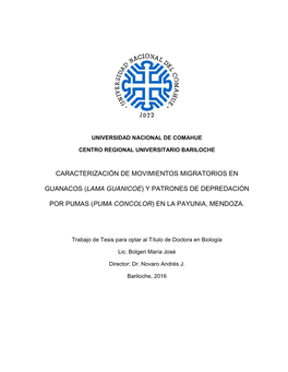 (Lama Guanicoe) Y Patrones De Depredación Por Pumas