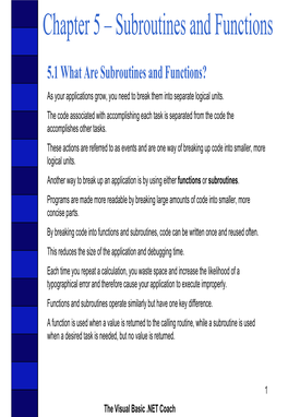 Subroutines and Functions