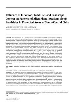 Influence of Elevation, Land Use, and Landscape Context on Patterns of Alien Plant Invasions Along Roadsides in Protected Areas of South-Central Chile