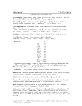 Moydite-(Y) YB(CO3)(OH)4 C 2001-2005 Mineral Data Publishing, Version 1