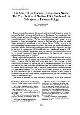 The Study of the Human Remains from Nubia: the Contribution of Grafton Elliot Smith and His Colleagues to Palaeopathology