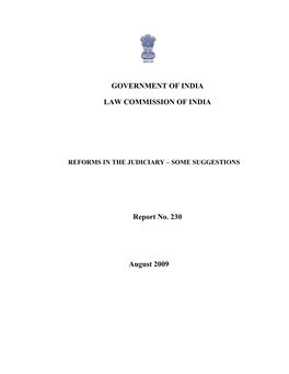 GOVERNMENT of INDIA LAW COMMISSION of INDIA Report No