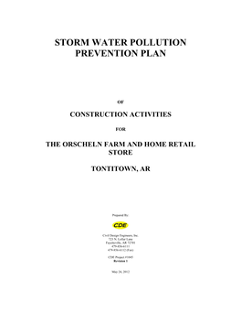 Storm Water Pollution Prevention Plan