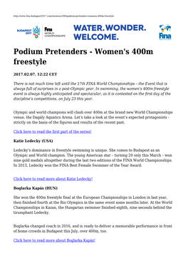 Podium Pretenders - Women's 400M Freestyle