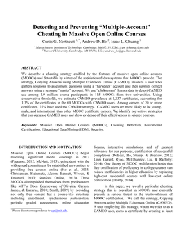 “Multiple-Account” Cheating in Massive Open Online Courses Curtis G