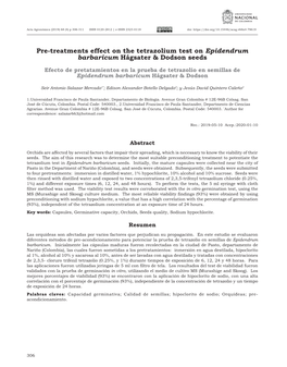 Pre-Treatments Effect on the Tetrazolium Test on Epidendrum Barbaricum Hágsater & Dodson Seeds