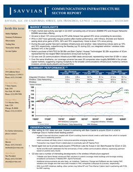 Communications Infrastructure Sector Report