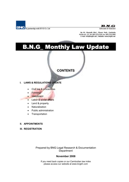 B.N.G Monthly Law Update