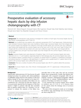 Preoperative Evaluation of Accessory Hepatic Ducts by Drip Infusion Cholangiography with CT